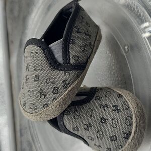 H First Steps Canvas Slip On Shoes 3-6 Months Old Gray And Tan